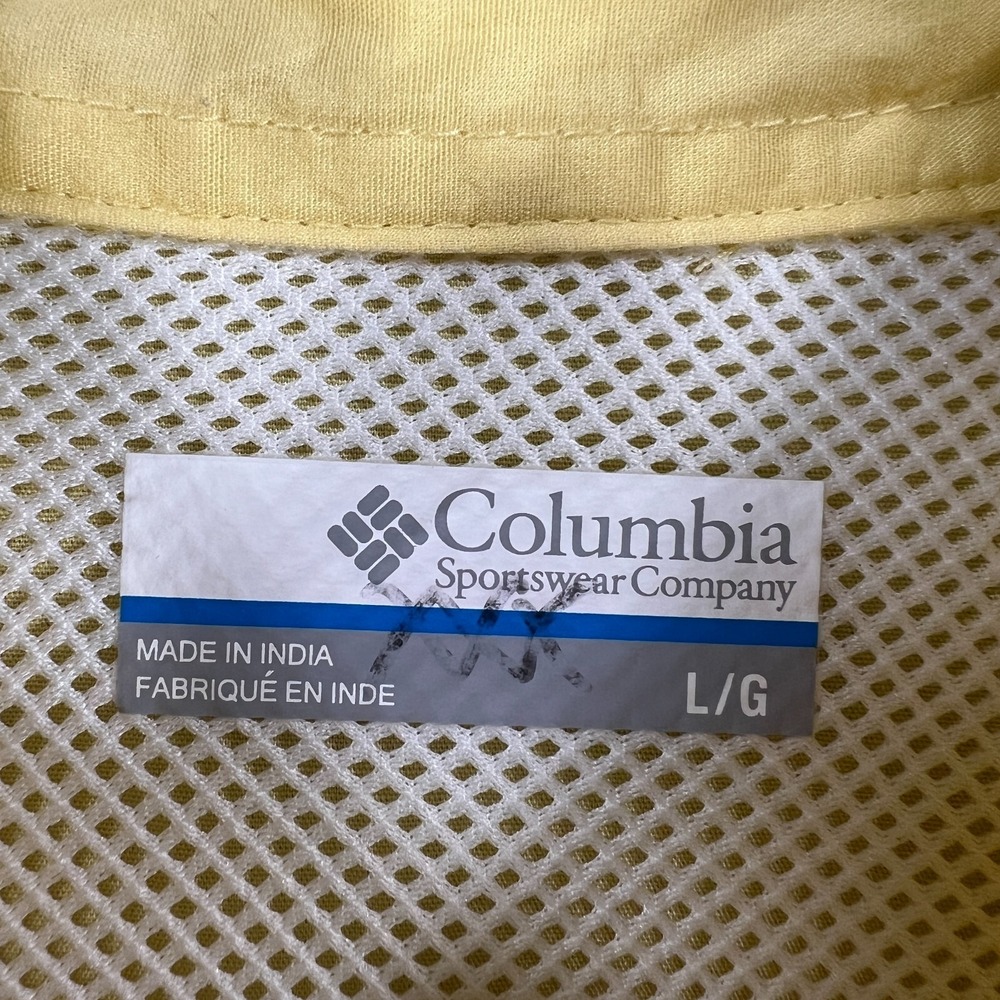 Columbia PFG Shirt Mens Large Yellow Short Sleeve Button Up Fishing Outdoor - Picture 3 of 13